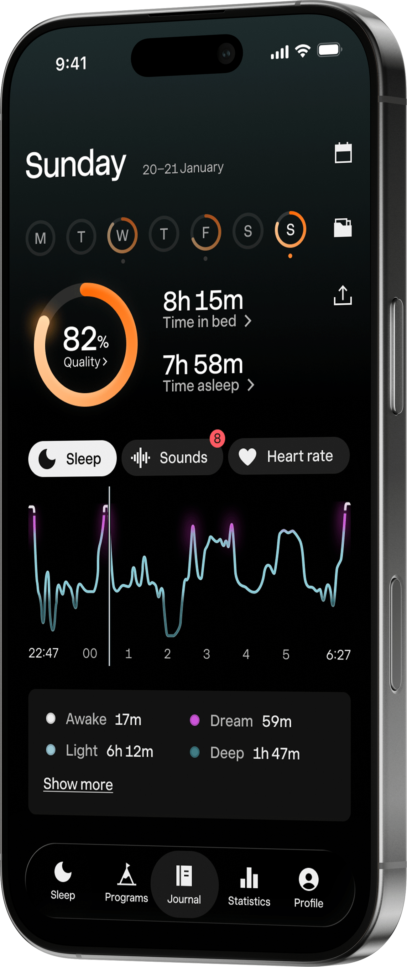 Two phones showing the Sleep Cycle app